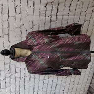 Chico's Plaid Windbreaker Purple and Green — Chico's Size 1/US 8 Medium